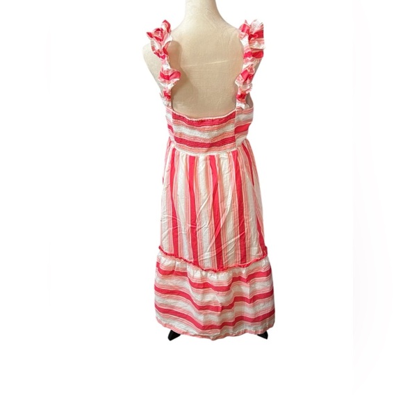 J. Crew Cotton Pink & White Candy Stripe Sleeveless A-Line Midi Dress Size 18 - Picture 2 of 4